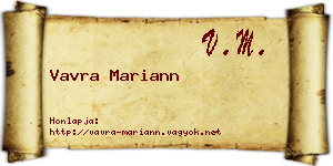 Vavra Mariann névjegykártya