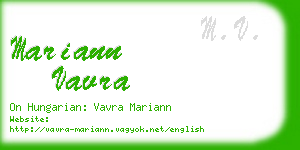 mariann vavra business card